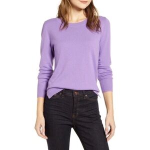 EUC  J. Crew Crewneck 100% Cashmere Radiant Lavender Sweater Small​​​​​